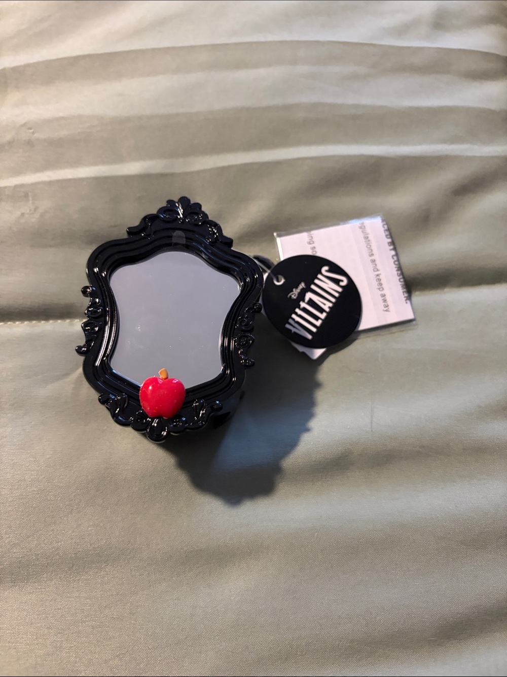 Disney Villains Black Ornate Compact Mirror with Red Apple Accent pocket bac